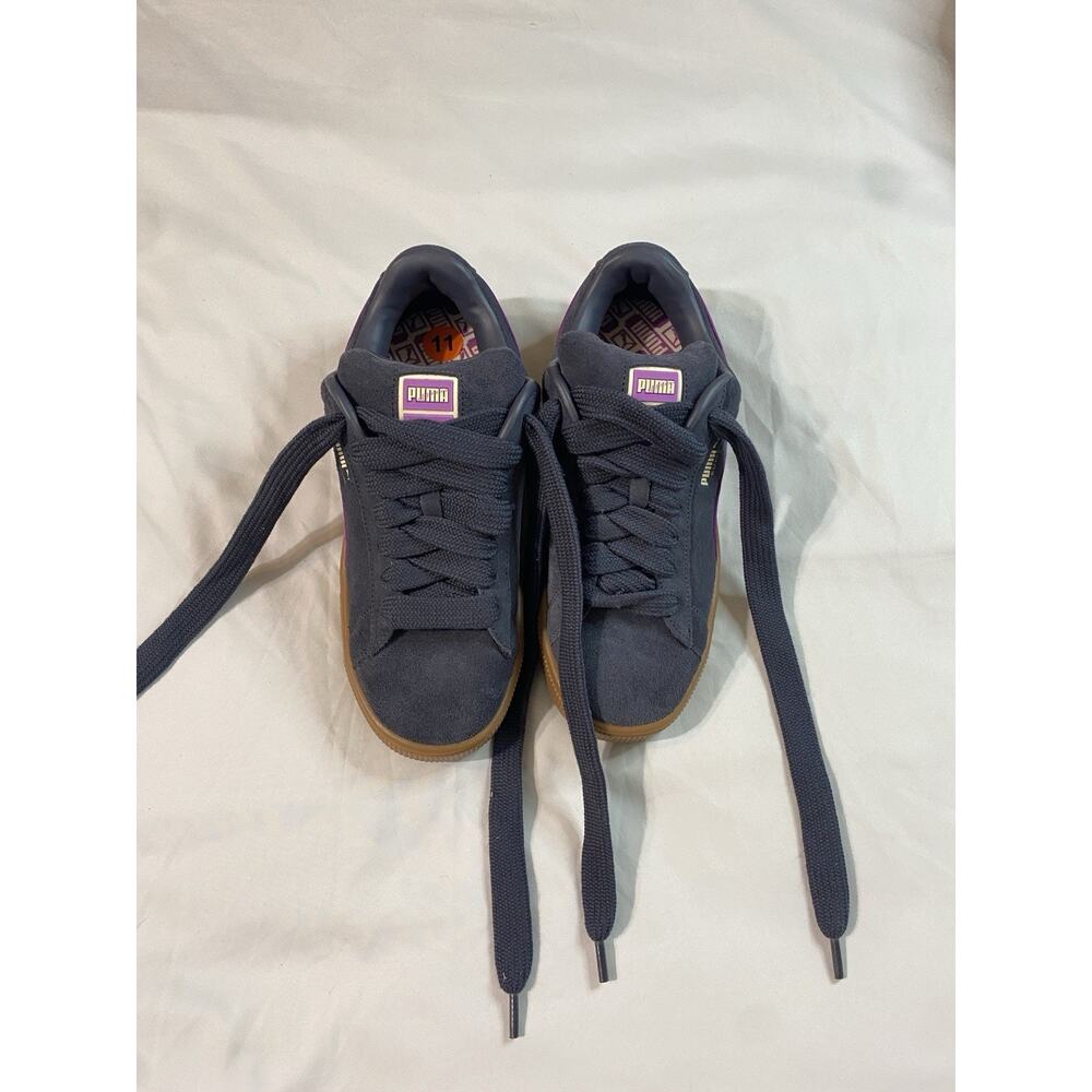 Puma Suede XL Women’s 11 Sneaker Flat Dark Gray Purple Thick Lace Gum Sole